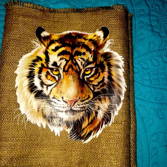 New Game Day Tiger Burlap Table Runner - Picture 6 of 7
